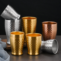 Gobelet à double paroi en acier inoxydable SUS304 à texture martelée pour la bière, l'eau, le café, les cocktails, les bars, les restaurants, l'extérieur