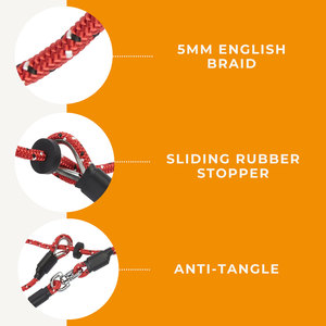 स्लिप लीश एंटी-ट्विट एंटी-टांगल स्विचवेल लेश 1.2 मीटर हल्के लचीले 5 मिमी ब्रेड रस्सी सीसा - Product Image 2