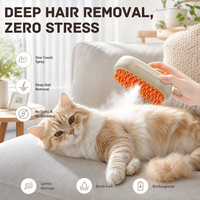 Peigne à vapeur auto-nettoyant OEM ODM en caoutchouc et plastique écologique pour animaux de compagnie, toilettage chien et chat, rechargeable, pliable, massage, salle de bain