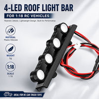 Lumière de toit brillante, 4 lampes LED pour voiture RC 1/18, pièces en plastique durable