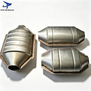 Konverter Katalitik Universal Keramik Logam Tipe Bulat dengan Sensor, TOP-EVER 3 Inch High Flow Stainless SPUN CAT - Product Image 1