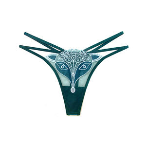 Sous-vêtements sexy pour femme, style pure fox girl, taille basse, maille transparente ajourée, double bretelle fine, <span class=keywords><strong>tentation</strong></span>, string fin - Product Image 6