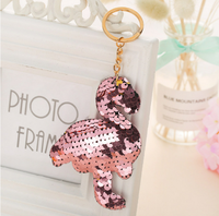 Porte-clés réversibles en sequins scintillants de dessin animé flamant rose pour décorations de sacs