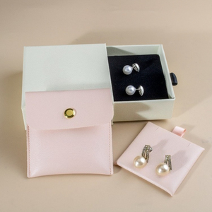 Small Custom Microfiber Jewelry Pouch <b>Box</b> with Bag Rings for Organizing and Displaying Necklaces <b>Earrings</b> - Product Image 1