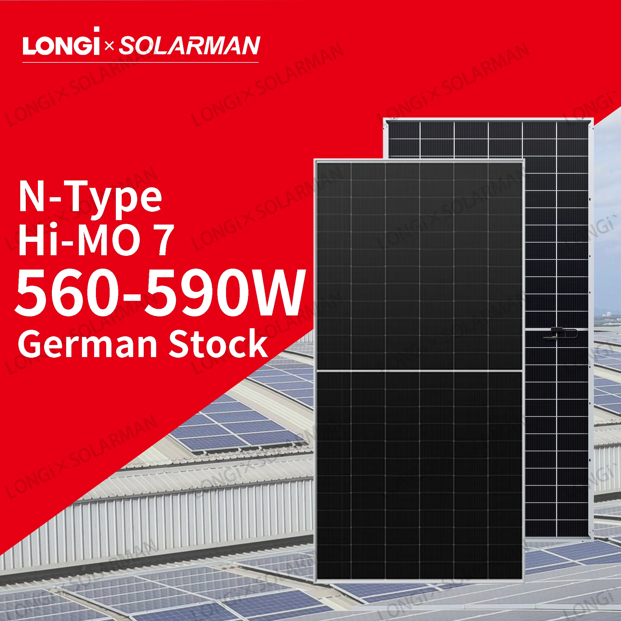 LONGi Hi-MO 7 560-590M Tipo N Paneles solares de vidrio dual bifaciales Paneles solares bifaciales LONGi 570W 575W 580W