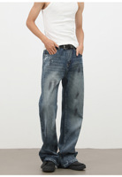 Jean coupe bootcut délavé pour homme, motif graffiti, coupe ample, style vintage rétro, tendance, décontracté, pantalon long
