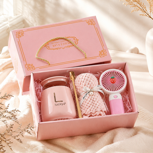 Caja de <span class=keywords><strong>Regalo</strong></span> Empresarial, Paquete de Spa, Cesta de <span class=keywords><strong>Regalo</strong></span> con Taza de Cerámica, Toalla Suave y Ventilador de Mano para Mujeres, Recuerdos para Eventos y Regalos Promocionales - Product Image 1