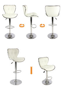 フットレスト高さ調節可能な回転サロンホワイトPUレザー理髪店チェア付きダイニング家具北欧バー - Product Image 3