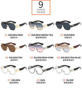 Gafas de Sol de Moda con Montura Grande, Lente Única, Estilo Vintage, Forma Irregular Poligonal, Diseño Único y Retro - Product Image 4