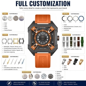 Reloj de Cuarzo Octogonal de Acero Inoxidable con Esqueleto de 42 mm, Logotipo Personalizado OEM, Reloj Analógico para Hombre, Correa de Silicona, 3 BAR - Product Image 2