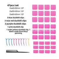 Bigoudis en nylon rouge rosé à couronne haute et tiges à friser bleues pour franges, ensemble de 12 pièces avec affichage LED de la température pour boucler les cheveux