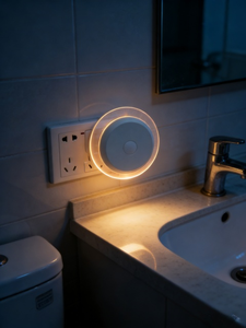 Lampe de nuit murale intelligente ronde à capteur crépusculaire, économie d'énergie, pour salle de bain, chambre, maison, cuisine, couloir, blanche - Product Image 2