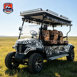 Voiturette de golf 5-6 places haut de gamme avec pneus tout-terrain personnalisés, système audio, marchepieds latéraux, sièges de luxe, freins à disque, pour usage en station balnéaire - Product Image 1