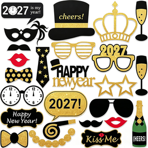 Set di Accessori Divertenti per Photo Booth: Occhiali, <span class=keywords><strong>Baffi</strong></span>, Labbra, Cappelli in PVC 5mm per Adulti e Bambini, Giochi per Selfie e Feste - Product Image 2