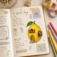 Aangepaste fruit-journaal stickers waterdicht vintage sticker retro surrealistische vinyl die-cut zelfklevend voor notitieboek en laptop