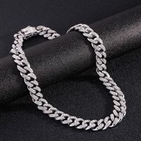 Collier Chaîne Cubaine Hip Hop 13 mm Bling Strass Violets Entièrement Glaçé Diamant avec Collier Ras-de-Cou Bijou