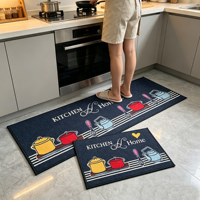 Lot de 2 tapis de cuisine antidérapants et rembourrés, résistants aux taches, lavables, en polyester de épaisseur moyenne, pour évier de cuisine