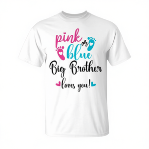 Camiseta Personalizable Rosa y Azul para Revelación de Género 'Big Brother Loves You', Regalo Promocional para Recién Nacidos, Opciones de Talla Disponibles - Product Image 2