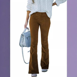 <span class=keywords><strong>Pantalon</strong></span> décontracté en <span class=keywords><strong>velours</strong></span> côtelé à taille haute, coupe régulière, couleur unie, vintage, pour femmes, printemps-été 2024 - Product Image 2