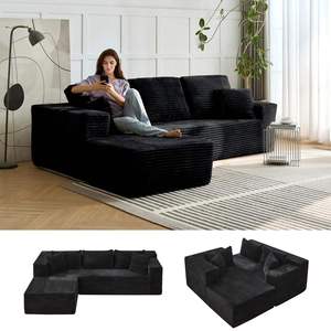 Sofá Cama Seccional Reclinable de Tres Plazas en Forma de L, Convertible, Moderno, para Sala de Estar, Comprimido al Vacío - Product Image 1
