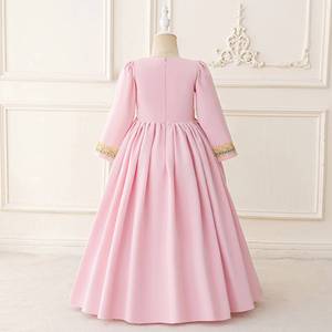 Vestido de niña estilo árabe de Oriente Medio con cinturón bordado, vestido de encaje de Dubái, conjunto de disfraz para actuaciones en escenario, Eid, festivales y fiestas - Product Image 5