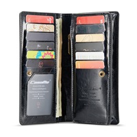 Tas casing ponsel kapasitas besar kulit dan Suede, dompet kapasitas besar ritsleting terintegrasi Universal dengan tombol logam