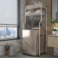 Étagères de salle de bain en métal thermolaqué, étagère de rangement au-dessus des toilettes, étagère de rangement pour machine à laver à 2 niveaux