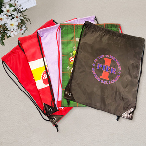High Quality Polyester Draw String Custom Recycled Sports Backpack Gym Bag Waterproof Logo Promotional Fitness Drawstring Bags