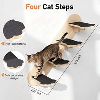 Hamac mural en bois pour chat avec 4 marches d'accès, étagères et perchoirs modernes pour chats, pour dormir, jouer et grimper en intérieur