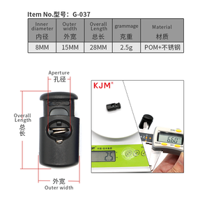 <span class=keywords><strong>KJM</strong></span> POM 8MM plastique ressort bascule fin cordon bouchon de verrouillage pour voyage sac à dos vêtements accessoires - Product Image 2