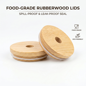 Vietnam WeWood Custom Logo Laser Engraved Wooden Tumbler Lid Food Grade Beverage <b>Cap</b> with Straw Hole for Iced Coffee Cup - Product Image 1