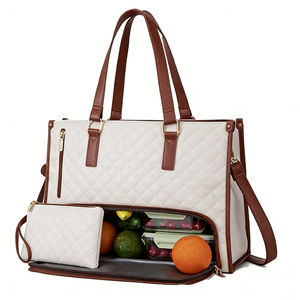 대용량 방수 2 in 1 여성용 맘백 도시락 가방 비즈니스 패션 PU 컴퓨터 핸드백 보냉 가방 포함 - Product Image 4