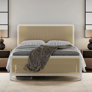 Phong cách hiện đại Thiết kế đầy đủ Nữ Hoàng Vua Kích thước Led Kim loại giường nền tảng khung giường - Product Image 1