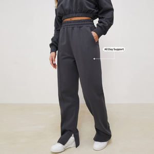 Offres Spéciales personnalisé pantalons longs femmes <span class=keywords><strong>femme</strong></span> <span class=keywords><strong>pantalon</strong></span> à jambes larges décontracté ample taille élastique lourd pantalons de survêtement Joggers - Product Image 4