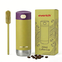 Mug Kopi Vakum Everich Odm Design dengan Tutup Tombol 240/350/450ml, Mug Kopi Stainless Steel dengan Tutup Anti Bocor