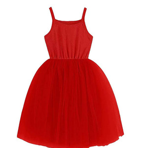 Robe de princesse coréenne smockée à col halter, unie, en dentelle, sans manches, en tulle, pour filles - Product Image 3