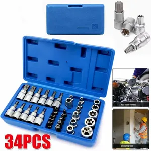 Jeu de 34 embouts <span class=keywords><strong>Torx</strong></span> de haute qualité, embouts de sécurité mâles/femelles, outil de serrage manuel pour réparation automobile - Product Image 5
