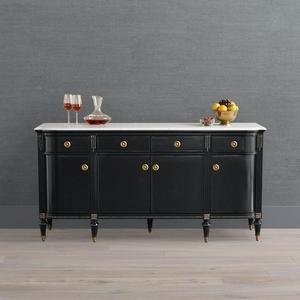 <span class=keywords><strong>Credenza</strong></span> Classica di Lusso <span class=keywords><strong>Nera</strong></span> con Piano in Marmo, Mobile Buffet per Sala da Pranzo e Casa - Product Image 1