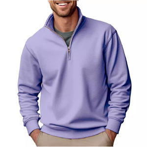 Felpe da Golf Casual <span class=keywords><strong>con</strong></span> <span class=keywords><strong>Zip</strong></span> Corta, Maniche Lunghe, Collo Alto, Tinta Unita, <span class=keywords><strong>con</strong></span> Loghi Personalizzati Stampati e Ricamati - Product Image 3