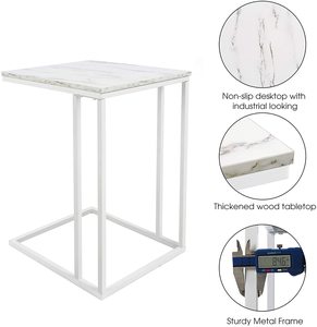 Pequeña mesa auxiliar de café con extremo de rueda portátil en forma de C mesa de aperitivos muebles para el hogar 50 muebles de sala de estar contemporáneo - Product Image 5