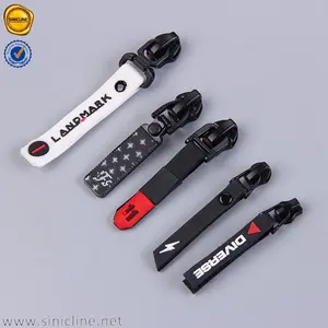 Sinicline Tùy Chỉnh Da Dập Nổi Zipper Head Zip Puller Trượt Và Puller