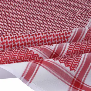 Syal kepala Shemagh Arab pria dewasa, penutup kepala Muslim Ghutra Keffiyeh Timur Tengah merah Shemagh Wrap