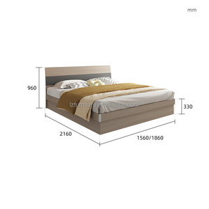 Economical Commercial 3 Star Hotel <b>Bed</b> Minimalist Solid Wood <b>Bed</b> <b>Frame</b> with Low-Profile <b>Platform</b> Base & Headboard - Product Image 5
