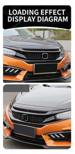 הסיטונאי הגון הקדמי שחור מבריק עבור <span class=keywords><strong>honda</strong></span> עבור 2016 אזרחית-2020 סגנון ספורט מול ברדס החלפת 10 gen - Product Image 5