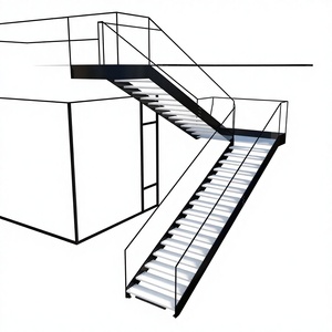 Escalera Metálica Recta para Exteriores Personalizada Yusituo con Estructura de Vidrio y Hierro Forjado para Instalación en Viviendas y Villas - Product Image 1