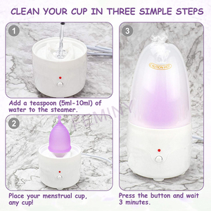 Esterilizador de Copas Menstruales Electrónico a Vapor, Ecológico y Reutilizable, Producto de Higiene Femenina - Product Image 2