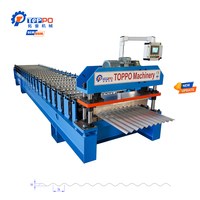 Machine de formage de tuiles de toiture entièrement automatique avec largeur d'alimentation de 1220 mm, machine de formage de rouleaux de toiture ondulée