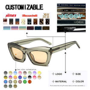 Lunettes de soleil de luxe de haute qualité, polarisées, à monture complète, de style œil de chat, avec logo personnalisé, UV400, en acétate - Product Image 2