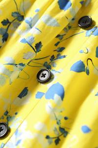 Fashion Customized Size Chiffon Women High Waist Elasticized Mustard Yellow Floral Print Midi Casual Cotton <strong>Wrap</strong> <strong>Skirt</strong> - Product Image 6