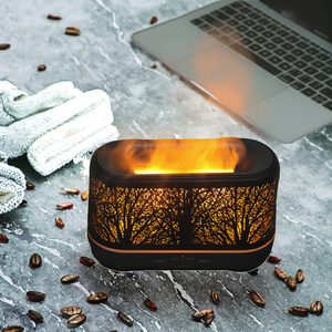 <b>LED</b> Flame Humidifier Aroma <b>Diffuser</b>, 200ml Ultrasonic Essential Oil <b>Diffuser</b> <b>with</b> Tree Hollow, USB/WiFi for Home Aromatherapy - Product Image 3